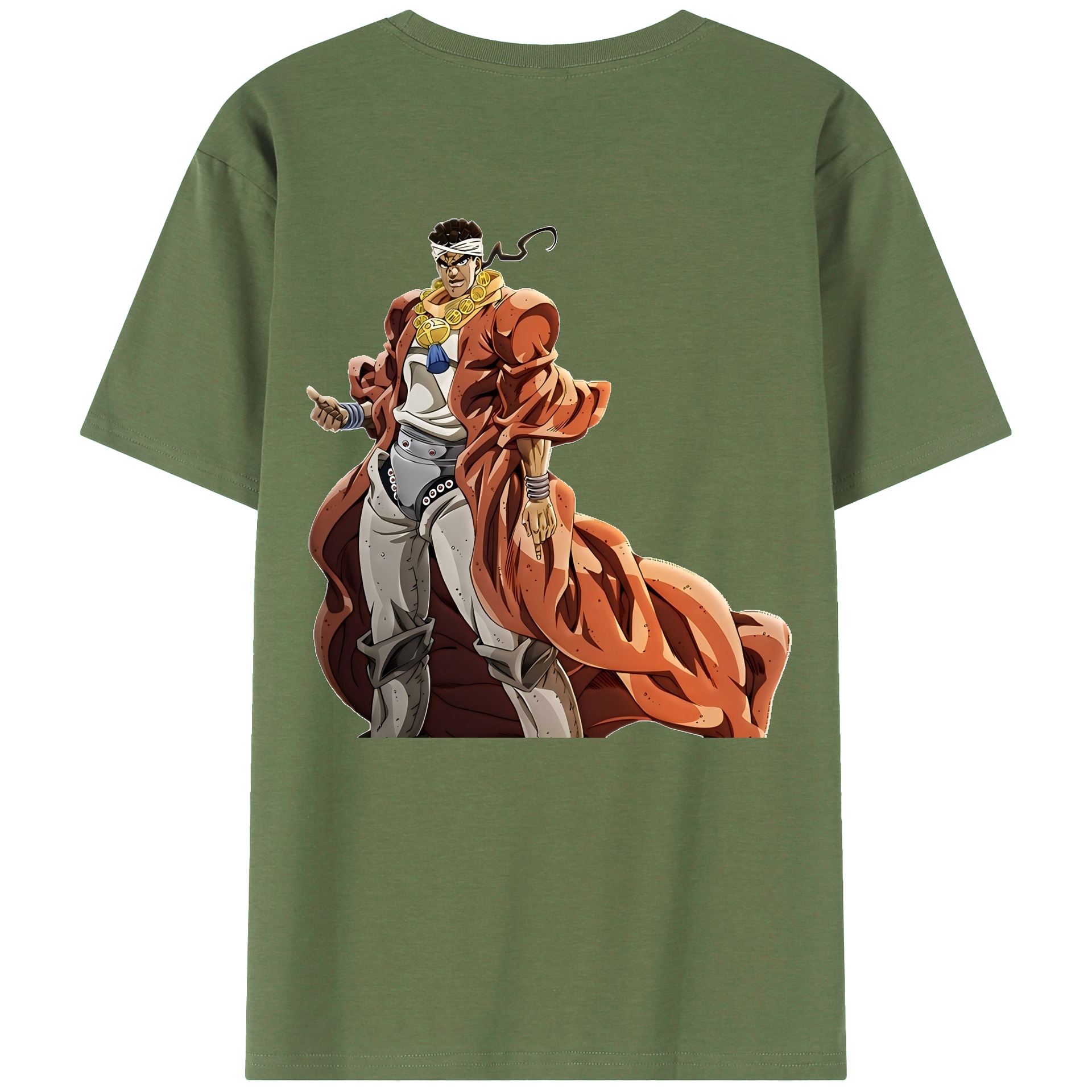 （画像用） ジョジョの奇妙な冒険 ムハンマド?アブドゥル JoJo's Bizarre Adventure Muhammad Avdol 綿100％ メンズ半袖Tシャツ（バックプリント） 通気性